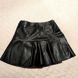 Black Faux Leather Skort